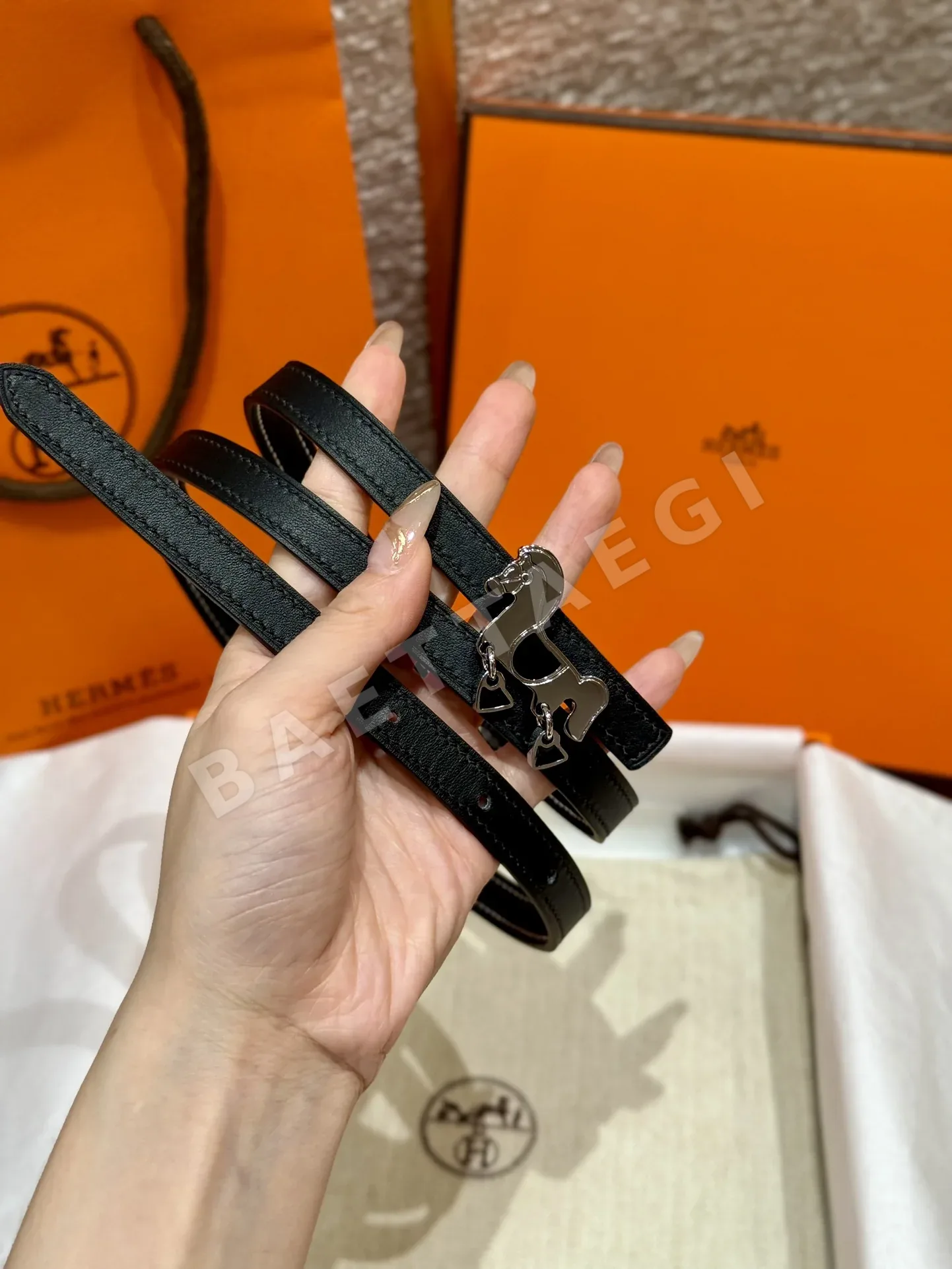 에르메스 포니 버클 양면 가죽 벨트 상세 이미지 2