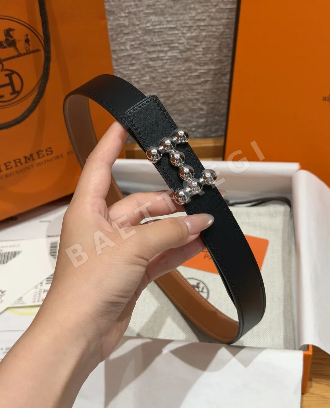 에르메스 H 버클 리버시블 가죽 벨트 24mm 상세 이미지 5