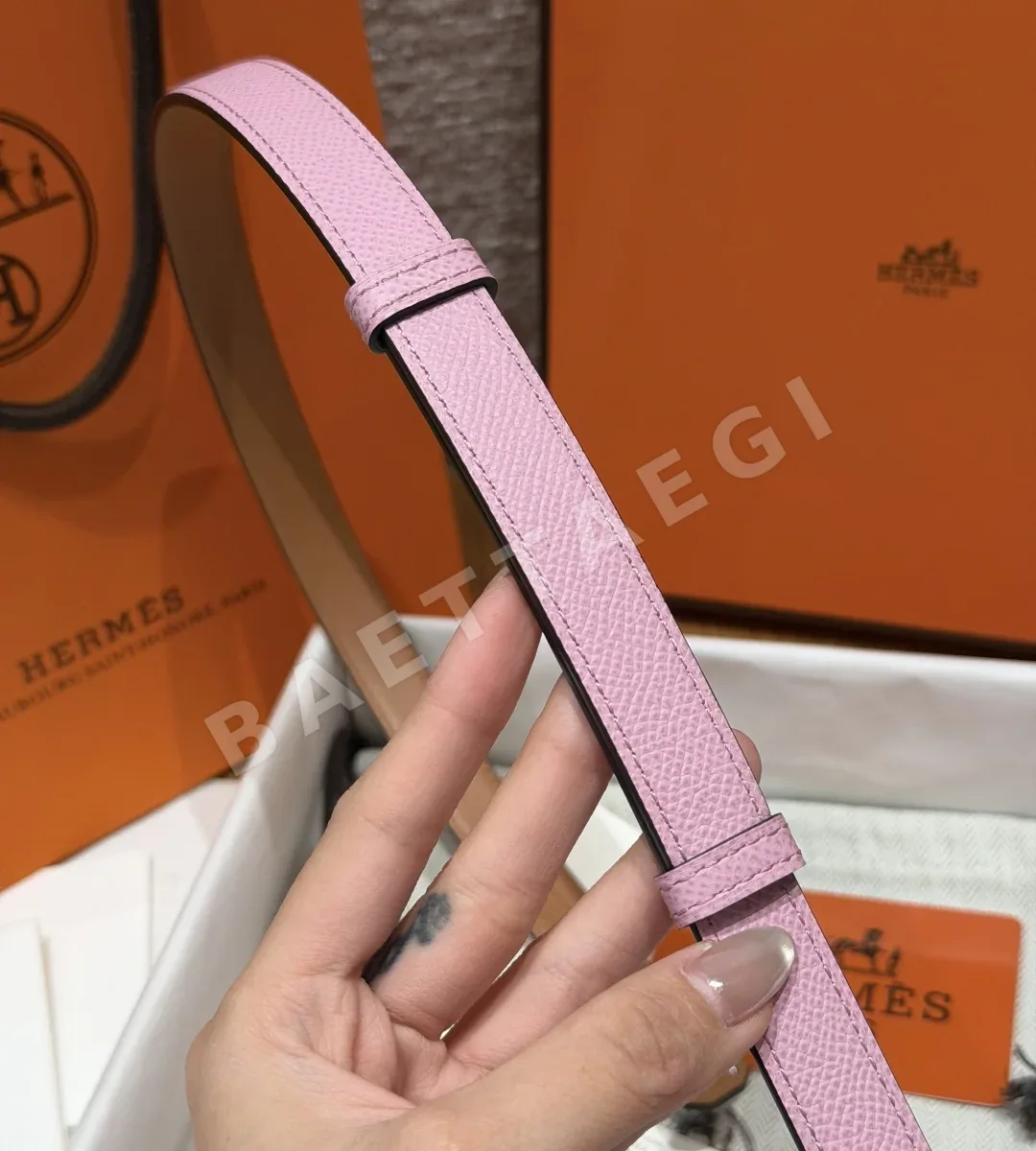 에르메스 켈리 팔라듐 버클 헌터 가죽 벨트 상세 이미지 8