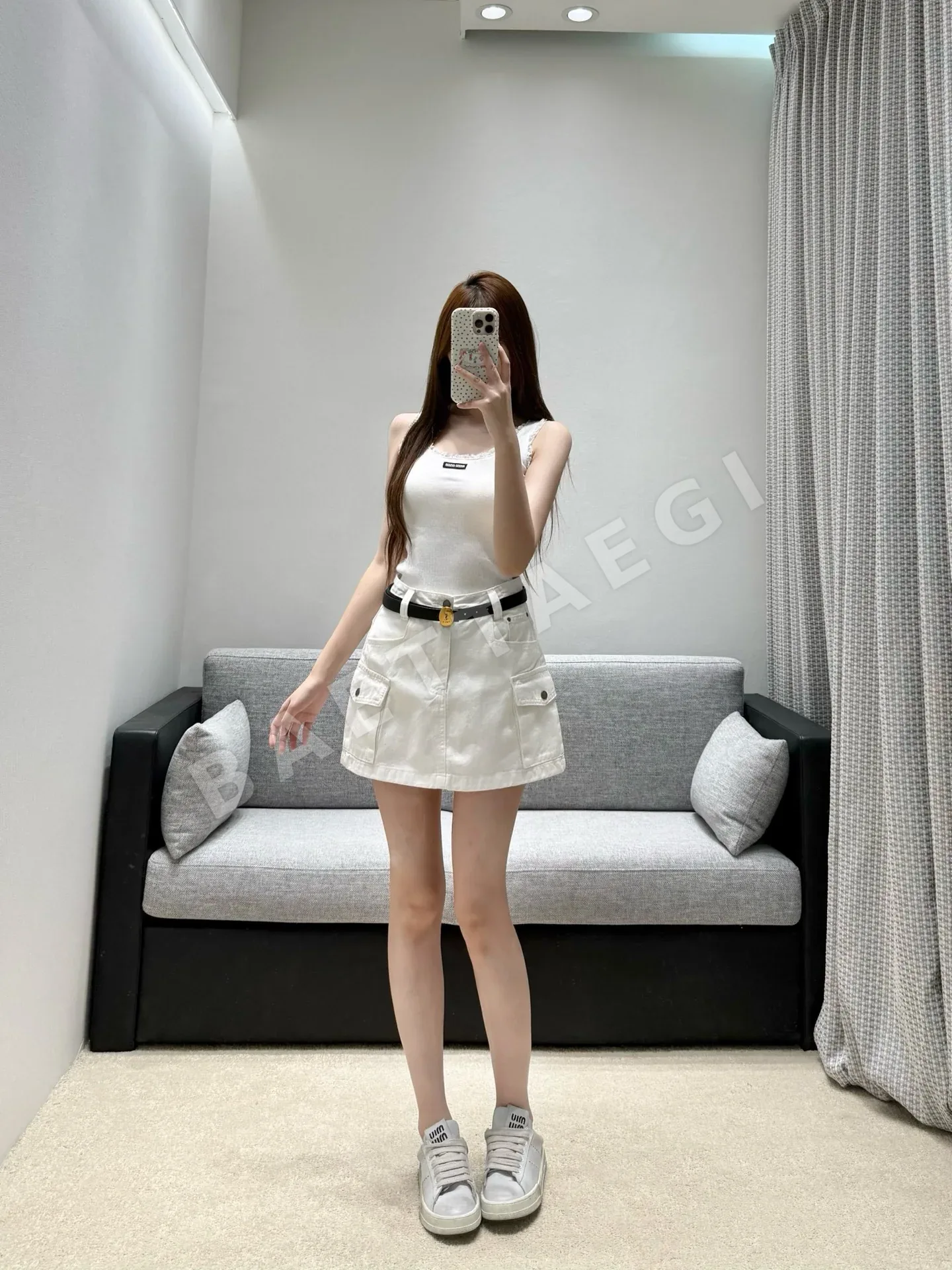 생로랑 코튼 미니스커트 상세 이미지 9