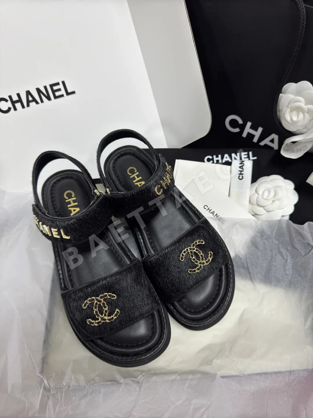 샤넬 CC 로고 말총 버클 샌들 89069