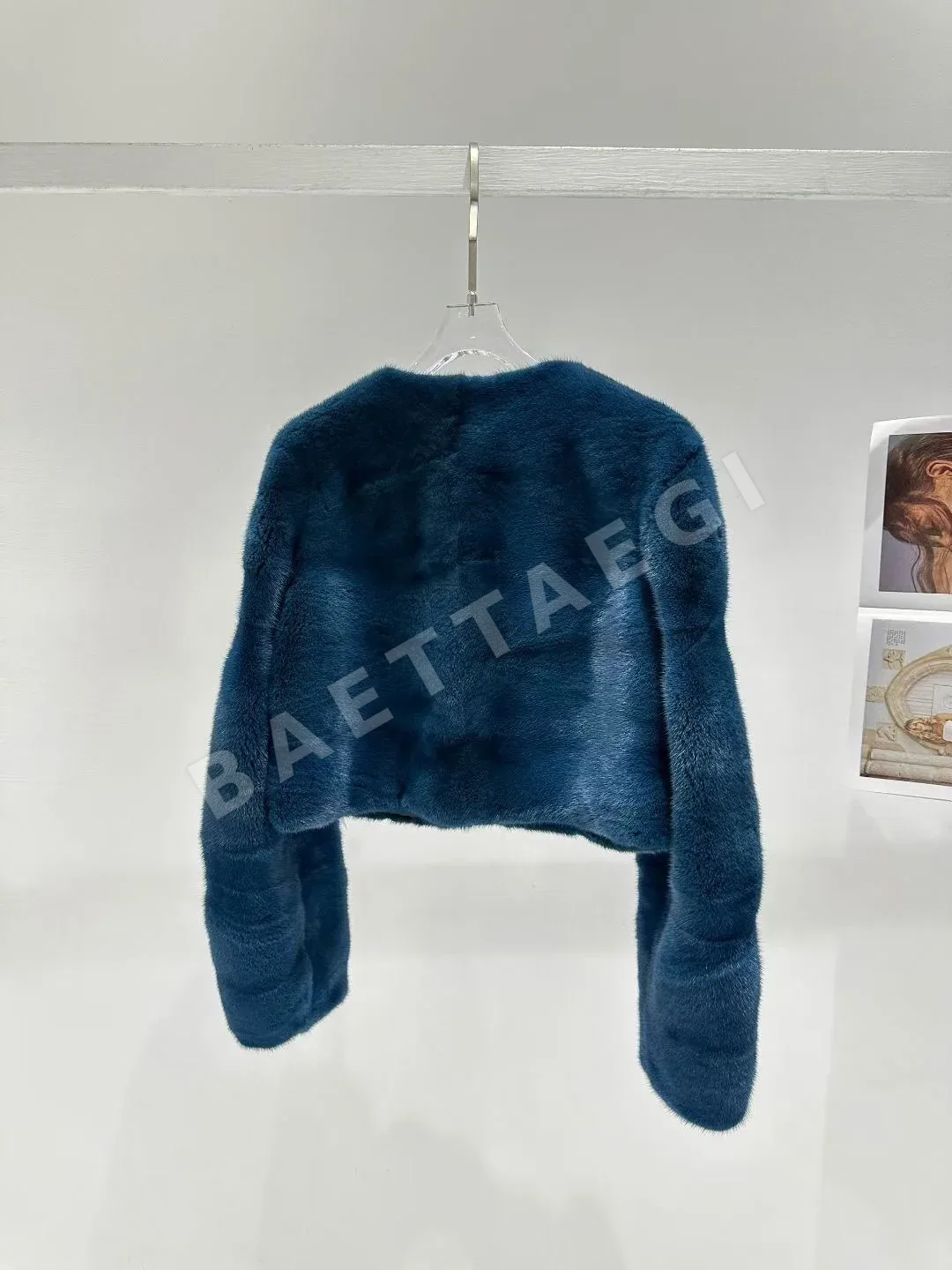 디올 공작청색 벨벳 밍크 여성 자켓 상세 이미지 9