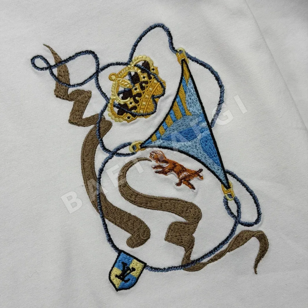 루이비통 자수 프린트 크루넥 반팔 티셔츠 상세 이미지 7