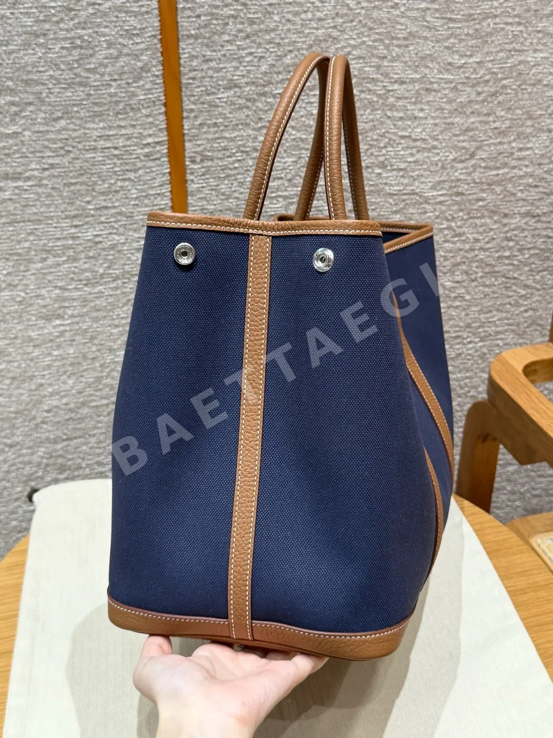 에르메스 가든파티 30 린넨 레더 숄더백 상세 이미지 2