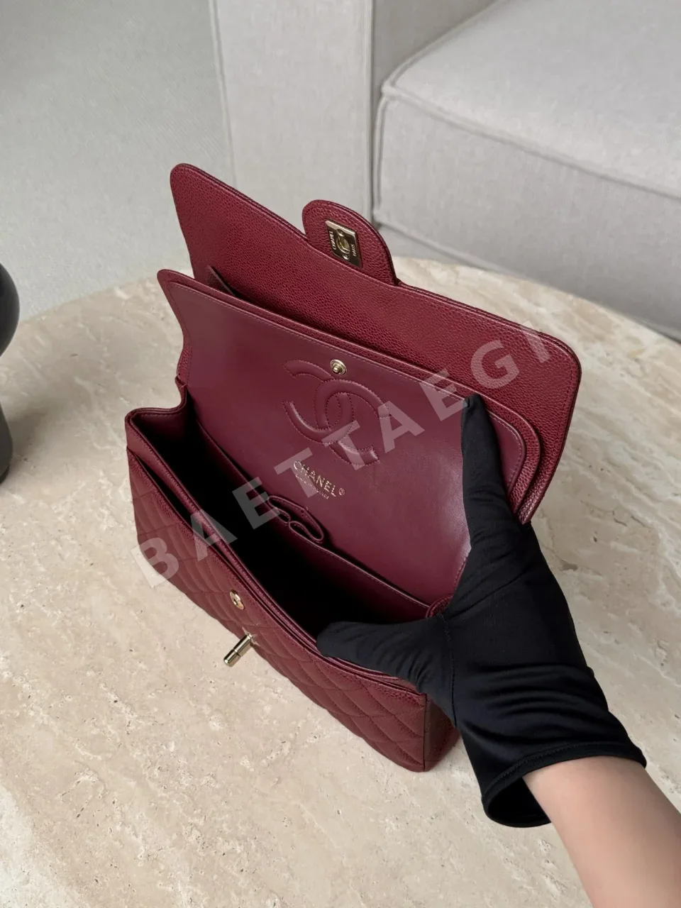 샤넬 버건디 연금장 가방 33002