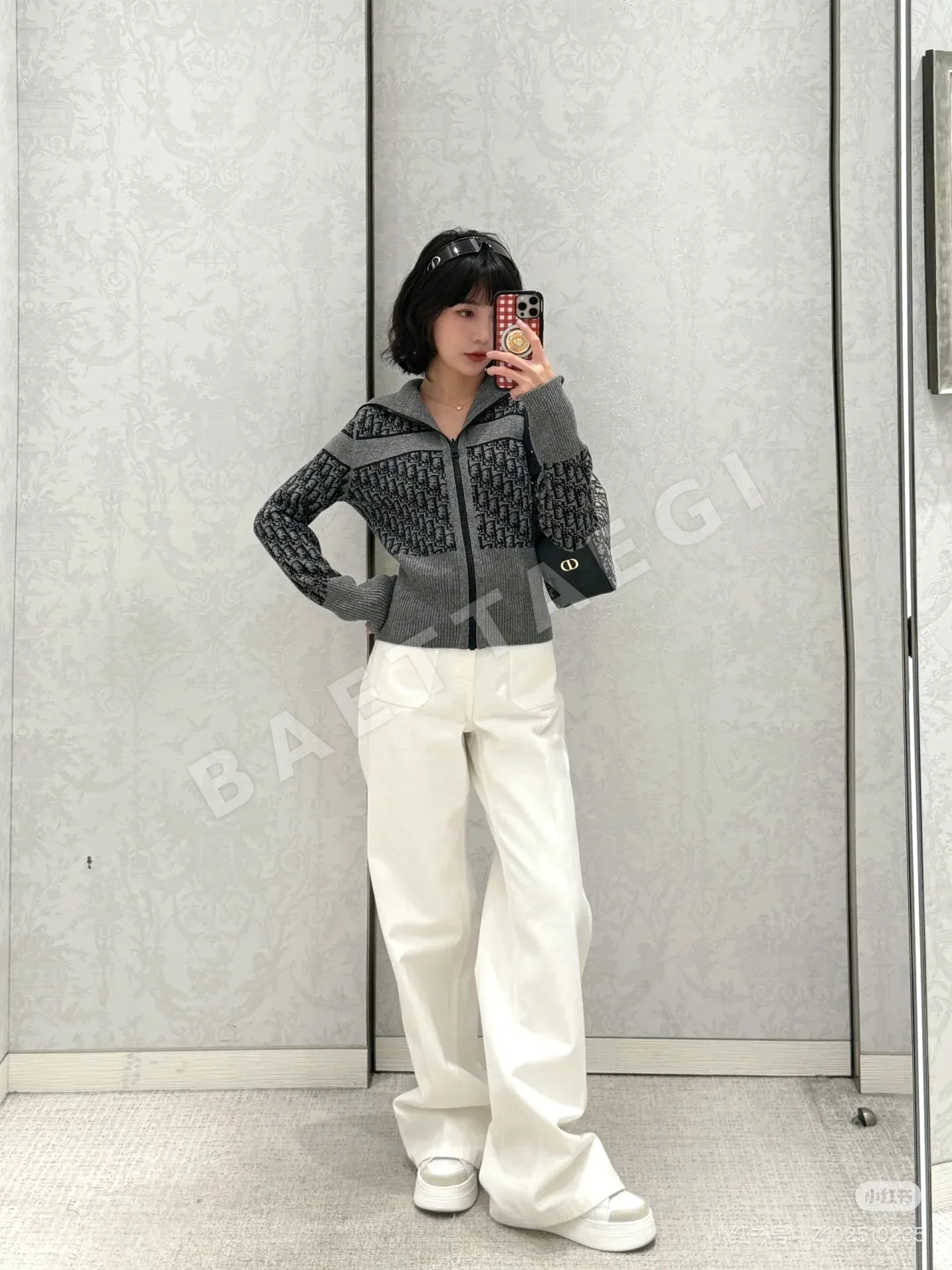 디올 양면 캐시미어 울 가디건 상세 이미지 4