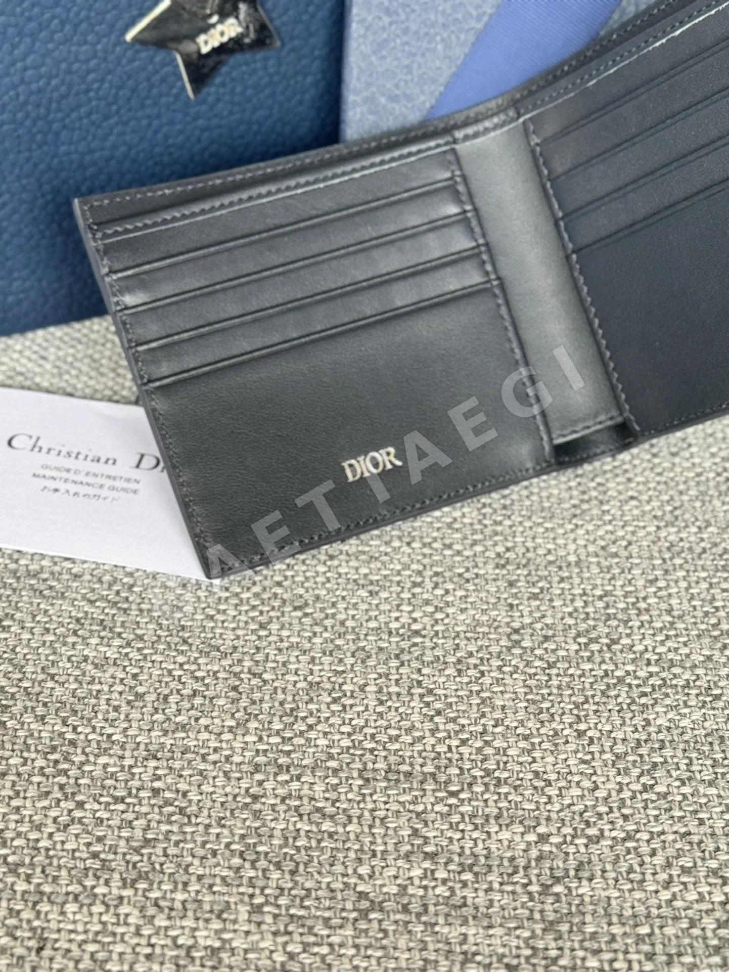 디올 CD 아이콘 블랙 가죽 반지갑 상세 이미지 7