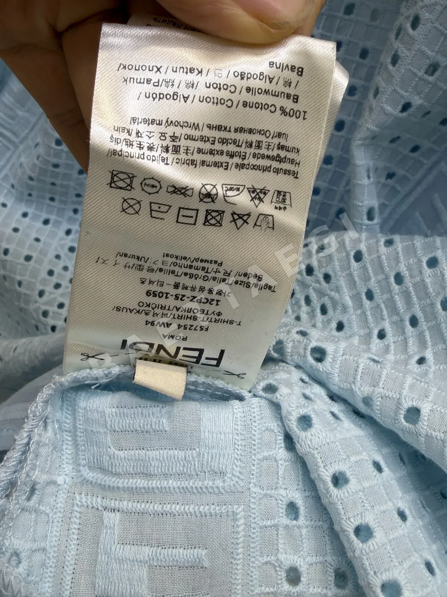 펜디 시스루 메시 자수 허리 조임 반소매 원피스 상세 이미지 9