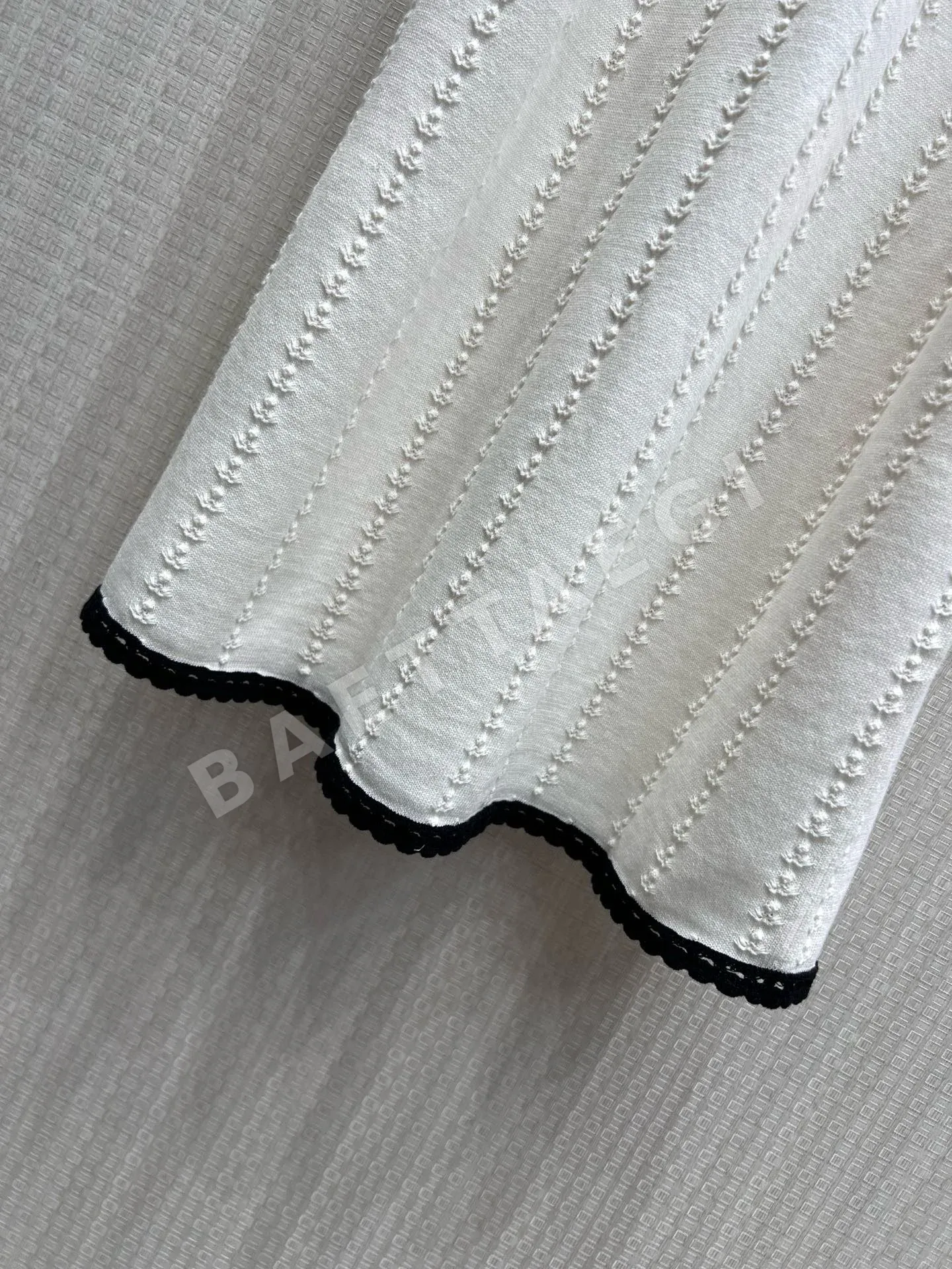 샤넬 블랙 화이트 자카드 A라인 여성 원피스 상세 이미지 6