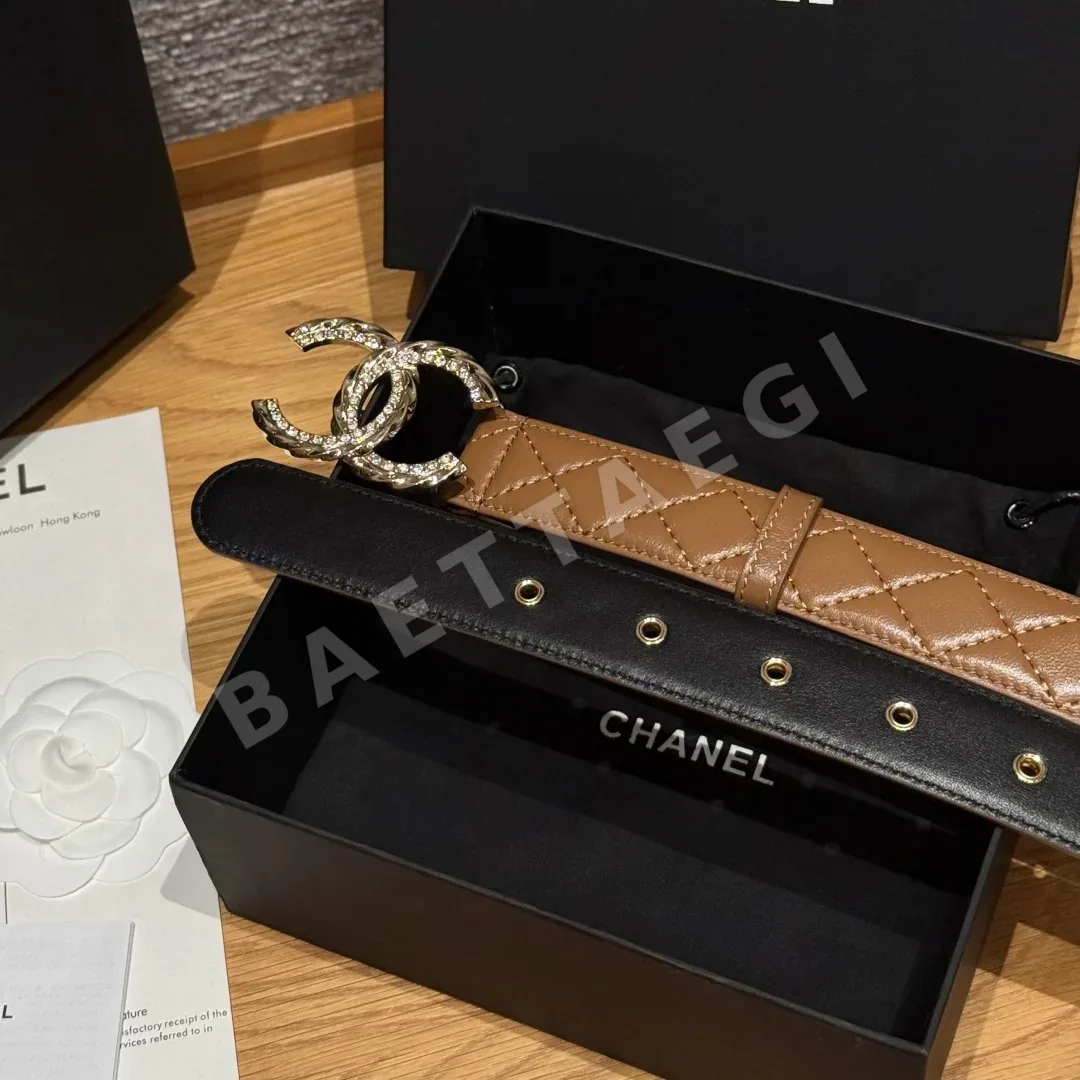 샤넬 다이아몬드 패턴 램스킨 더블 C 벨트 상세 이미지 5