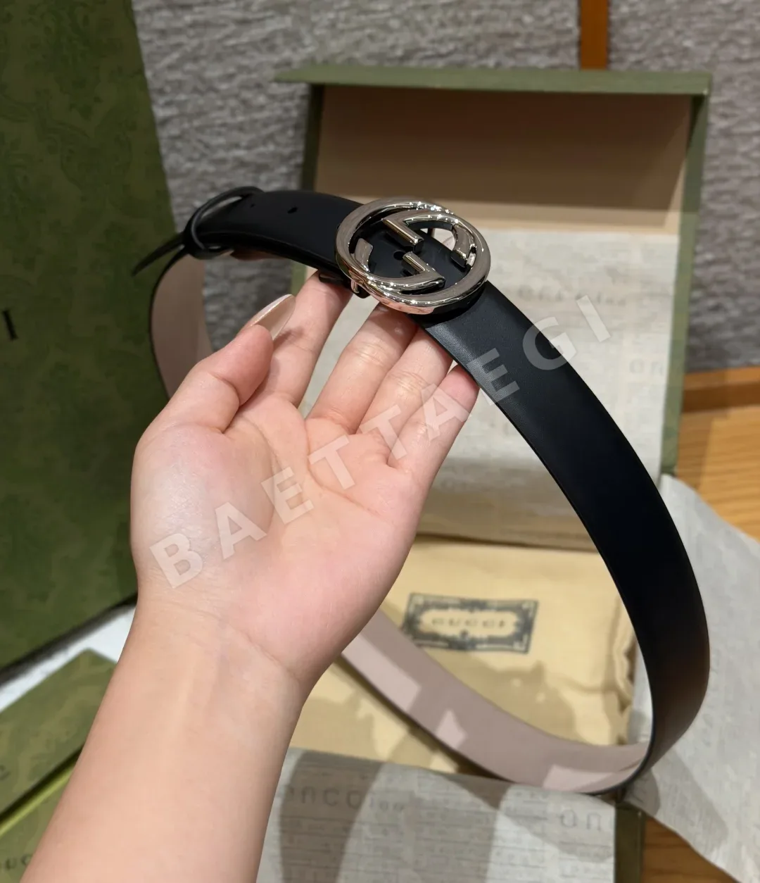 구찌 GG 마몬트 와이드 더블 G 버클 벨트 상세 이미지 4