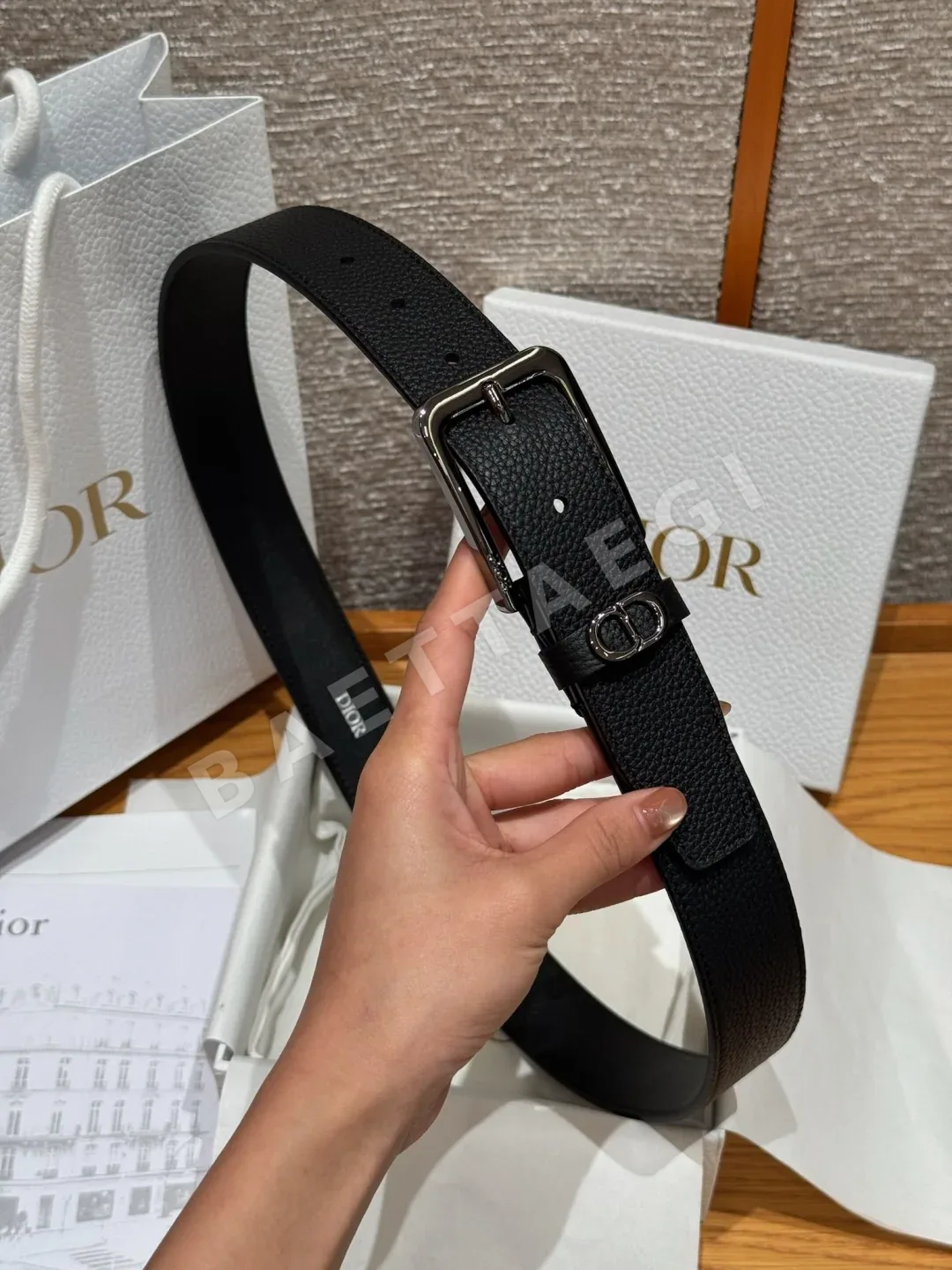 디올 CD 아이콘 33mm 소가죽 벨트 상세 이미지 5