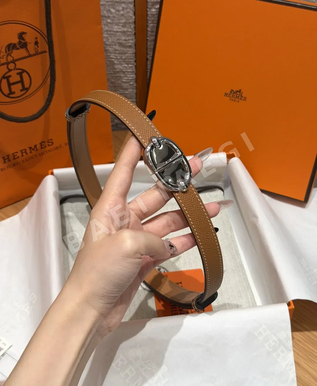 에르메스 H 브클 앱송 카프스킨 벨트 상세 이미지 2