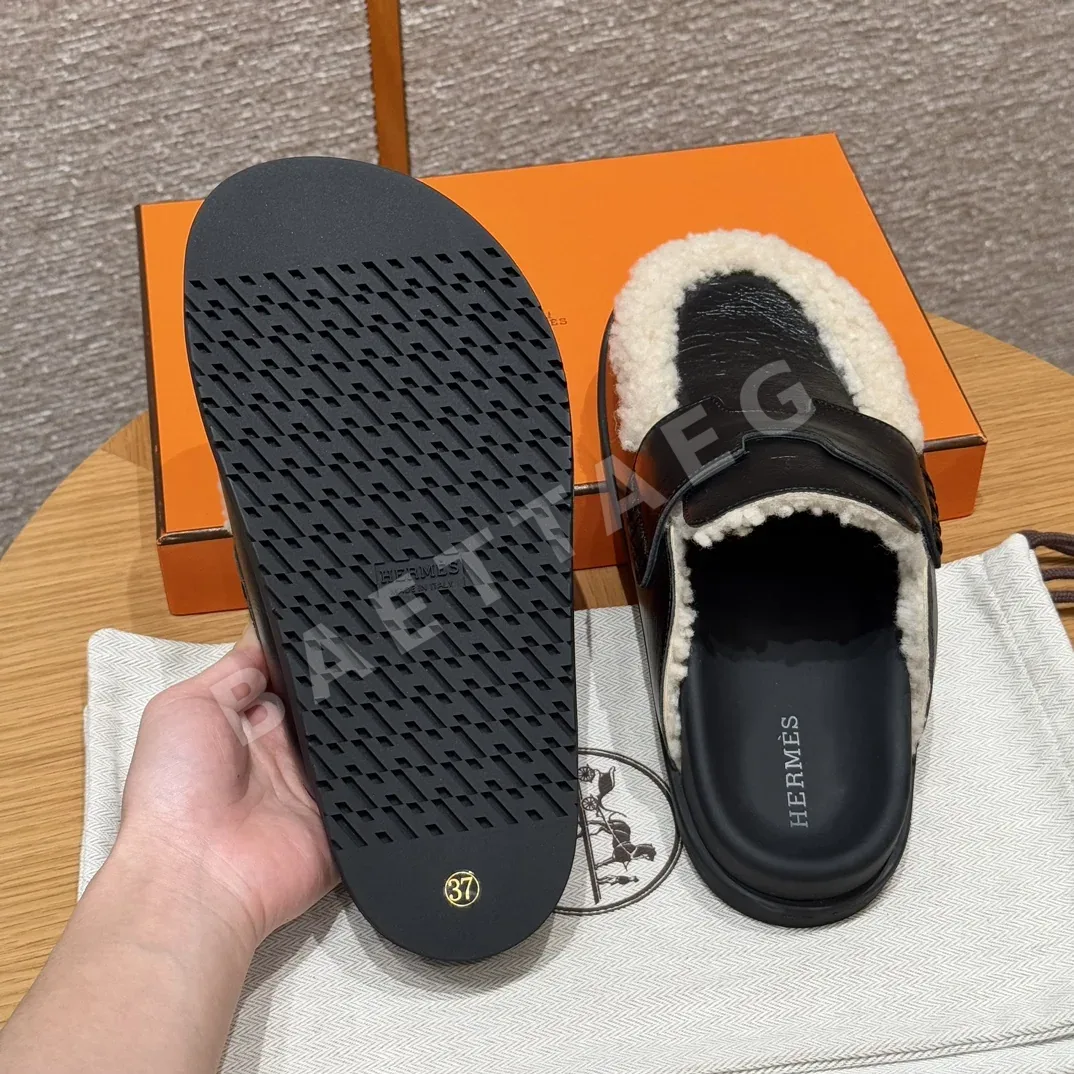 에르메스 고 뮬 샌들 블랙 가죽 상세 이미지 9
