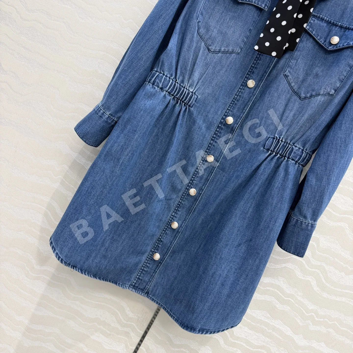 발렌티노 블루 데님 나비넥타이 원피스 상세 이미지 6