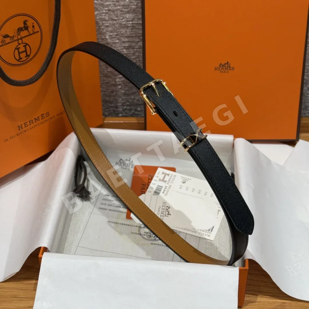 에르메스 미니 클로 골드 버클 카프스킨 벨트 상세 이미지 3