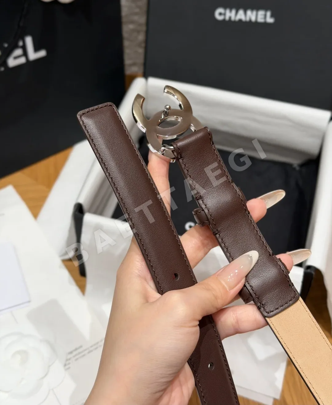 샤넬 더블 C 로고 가죽 벨트 상세 이미지 9