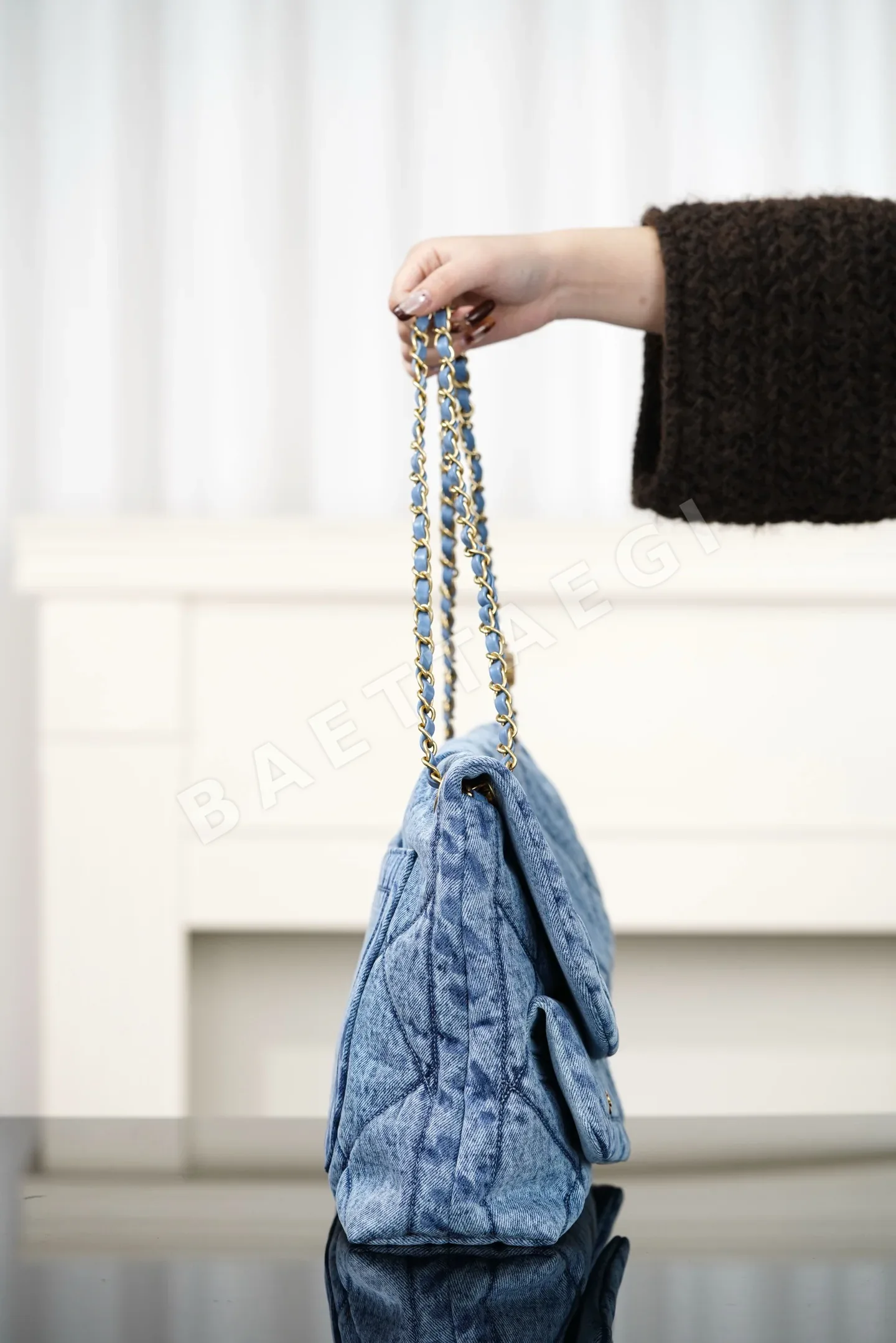 샤넬 블루 데님 퀼팅 플랩 숄더백 상세 이미지 7