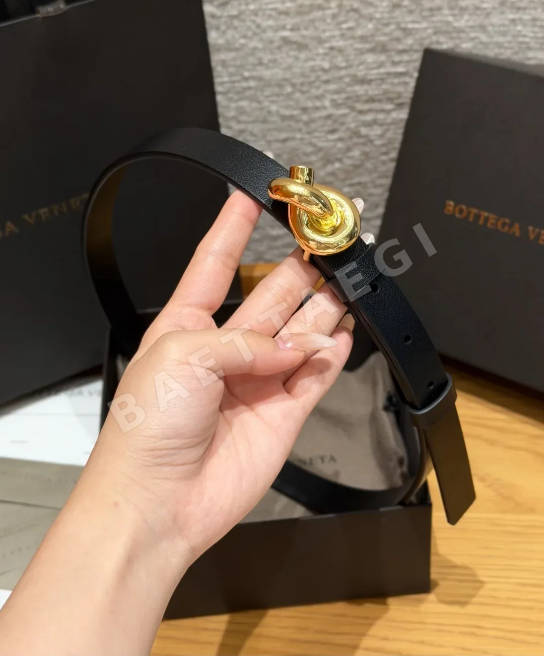 보테가베네타 로프 노트 가죽 벨트 상세 이미지 5
