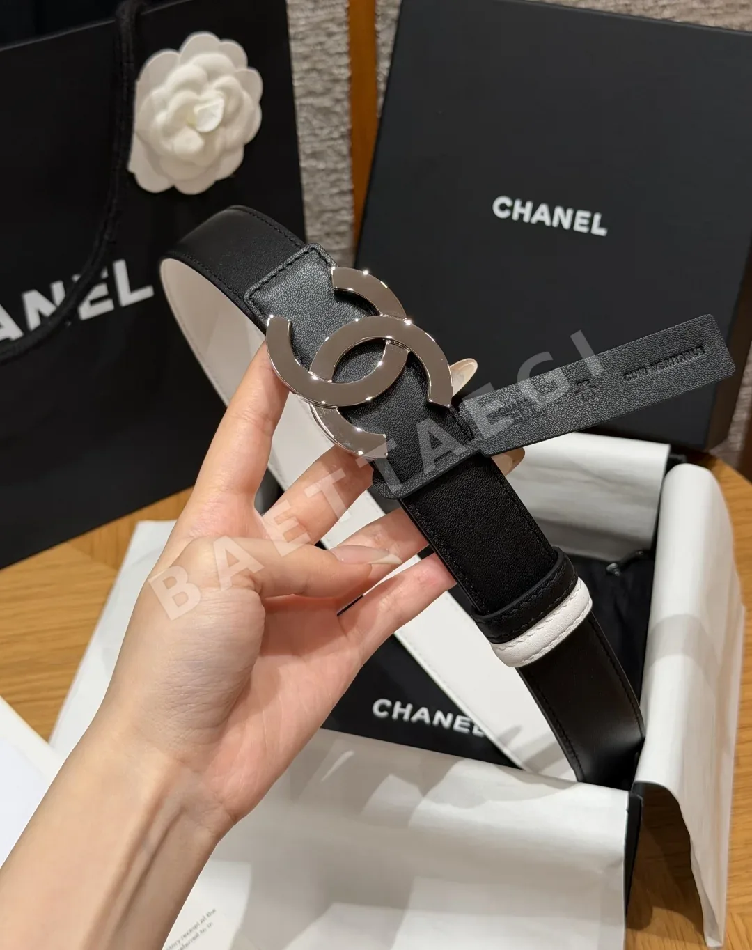 샤넬 더블 C 버클 송아지가죽 벨트 상세 이미지 4
