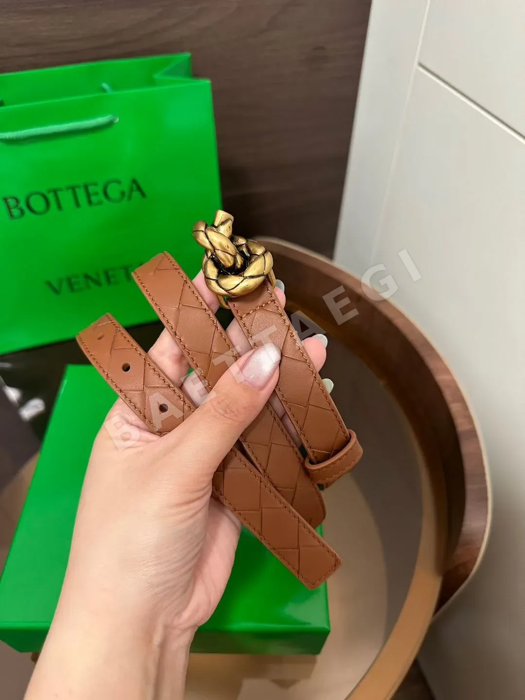 보테가베네타 빈티지 버클 송아지가죽 벨트 상세 이미지 3