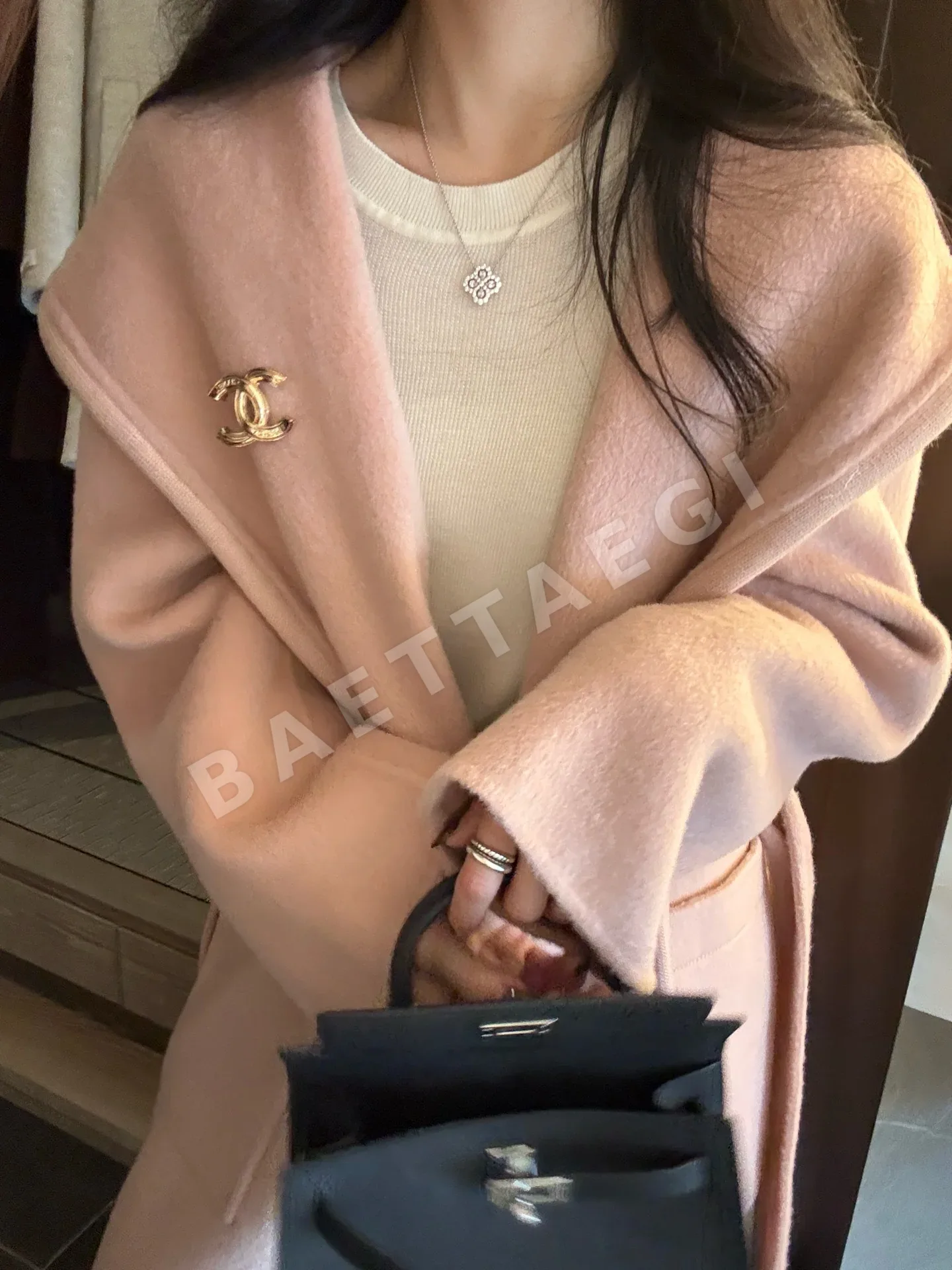 샤넬 보르도 레드 카시미어 울 자켓 상세 이미지 7
