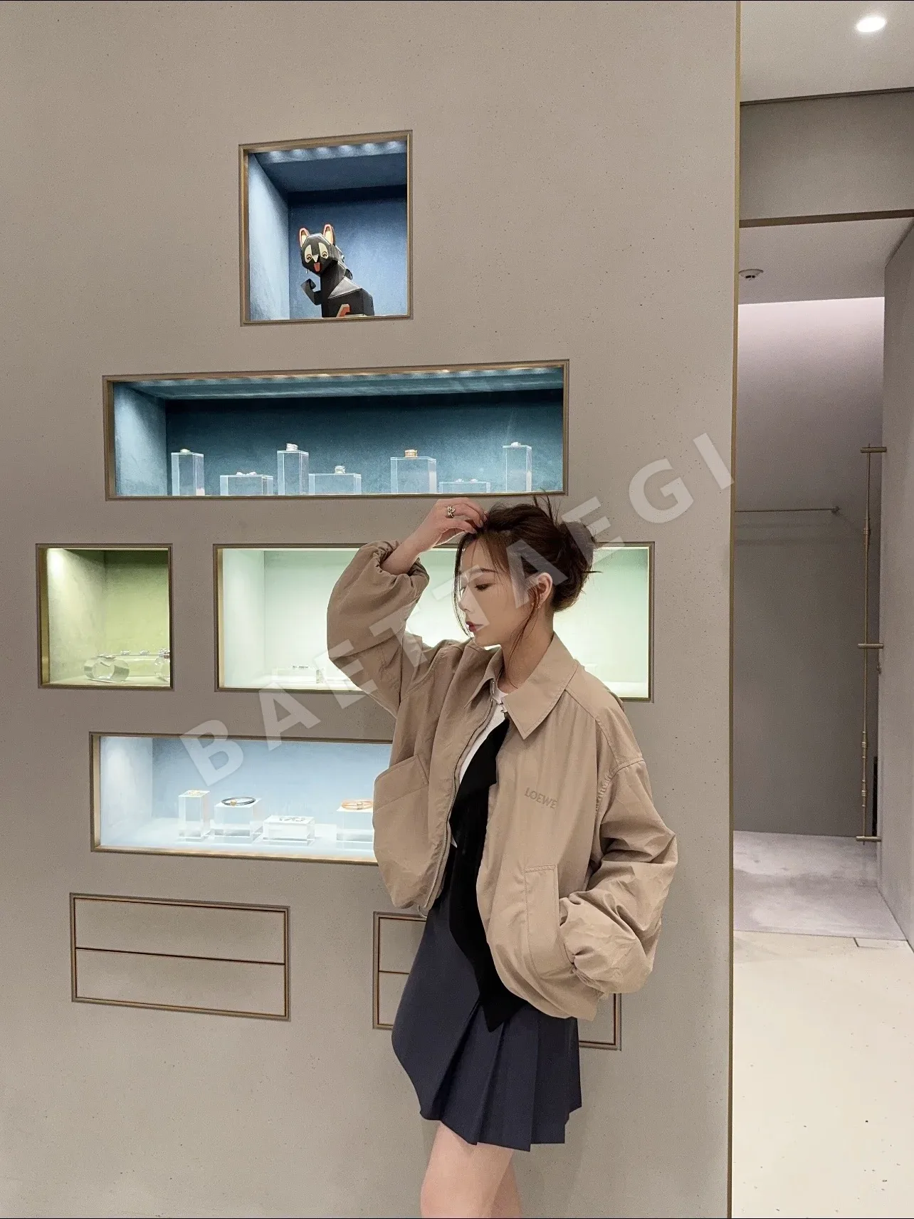 로에베 패치워크 카키 여성 자켓 상세 이미지 7