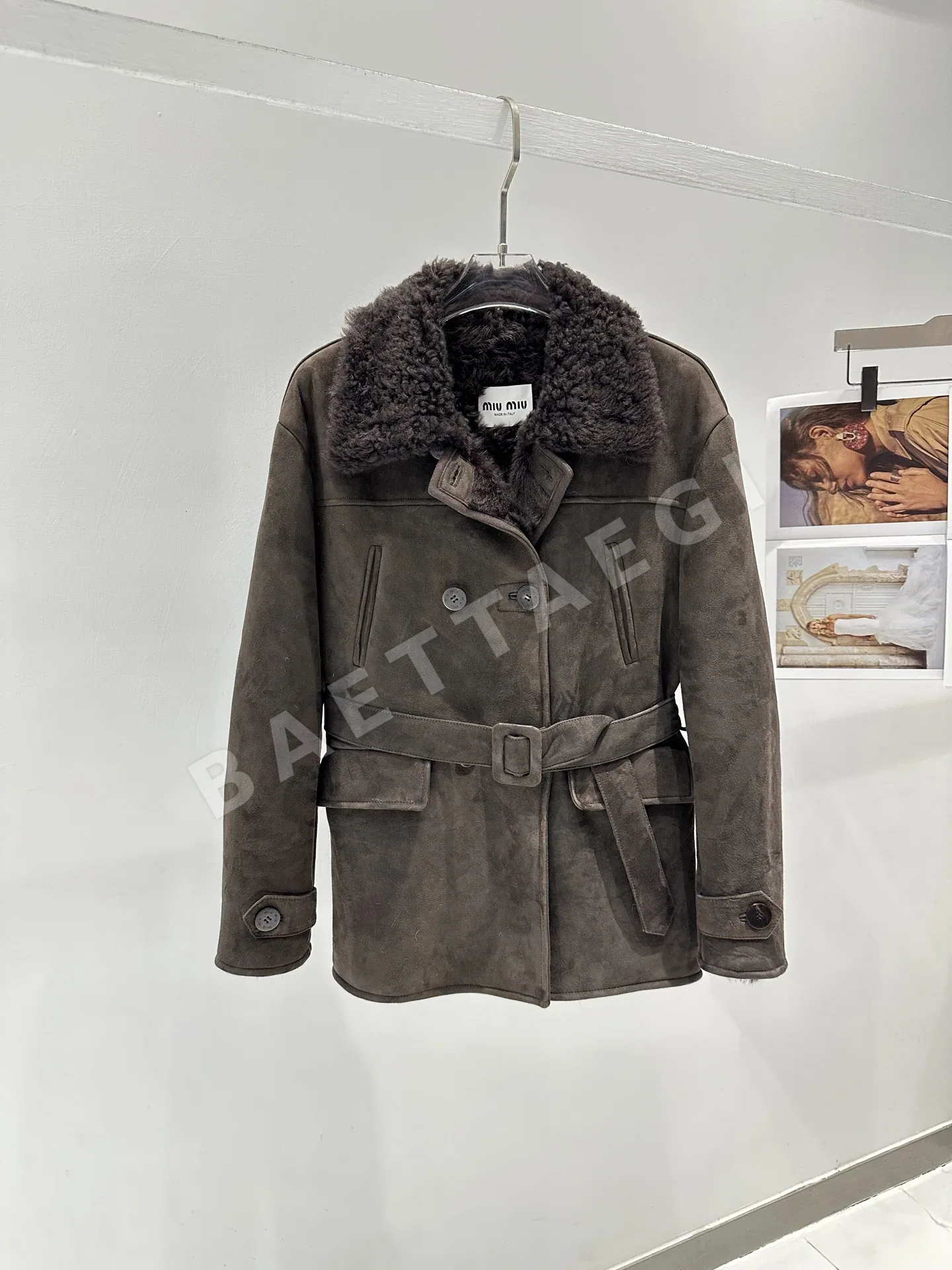 미우미우 울 모피 안감 남성 가죽 자켓 194432