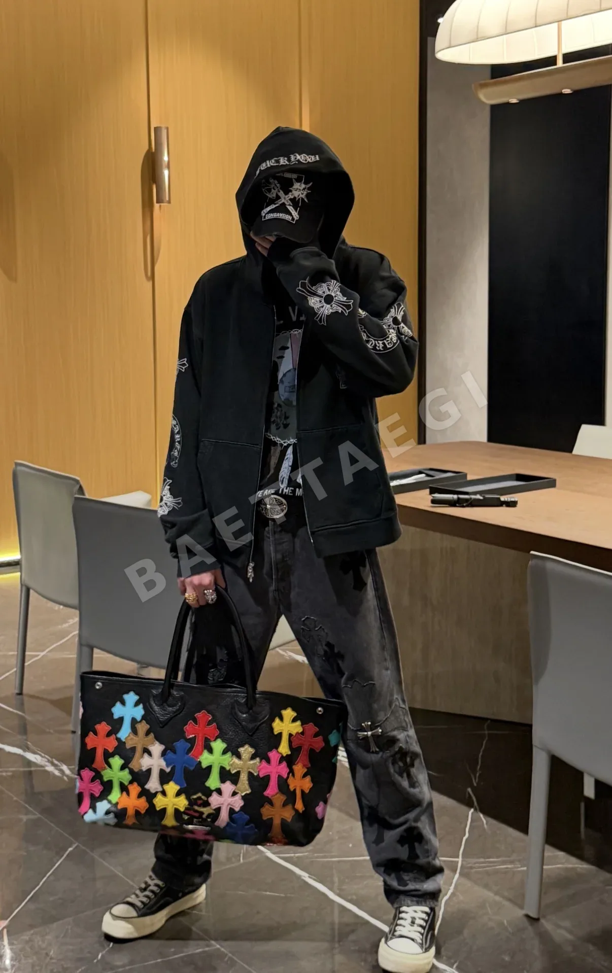 크롬하츠 네이비 멀티컬러 소가죽 토트백 상세 이미지 13