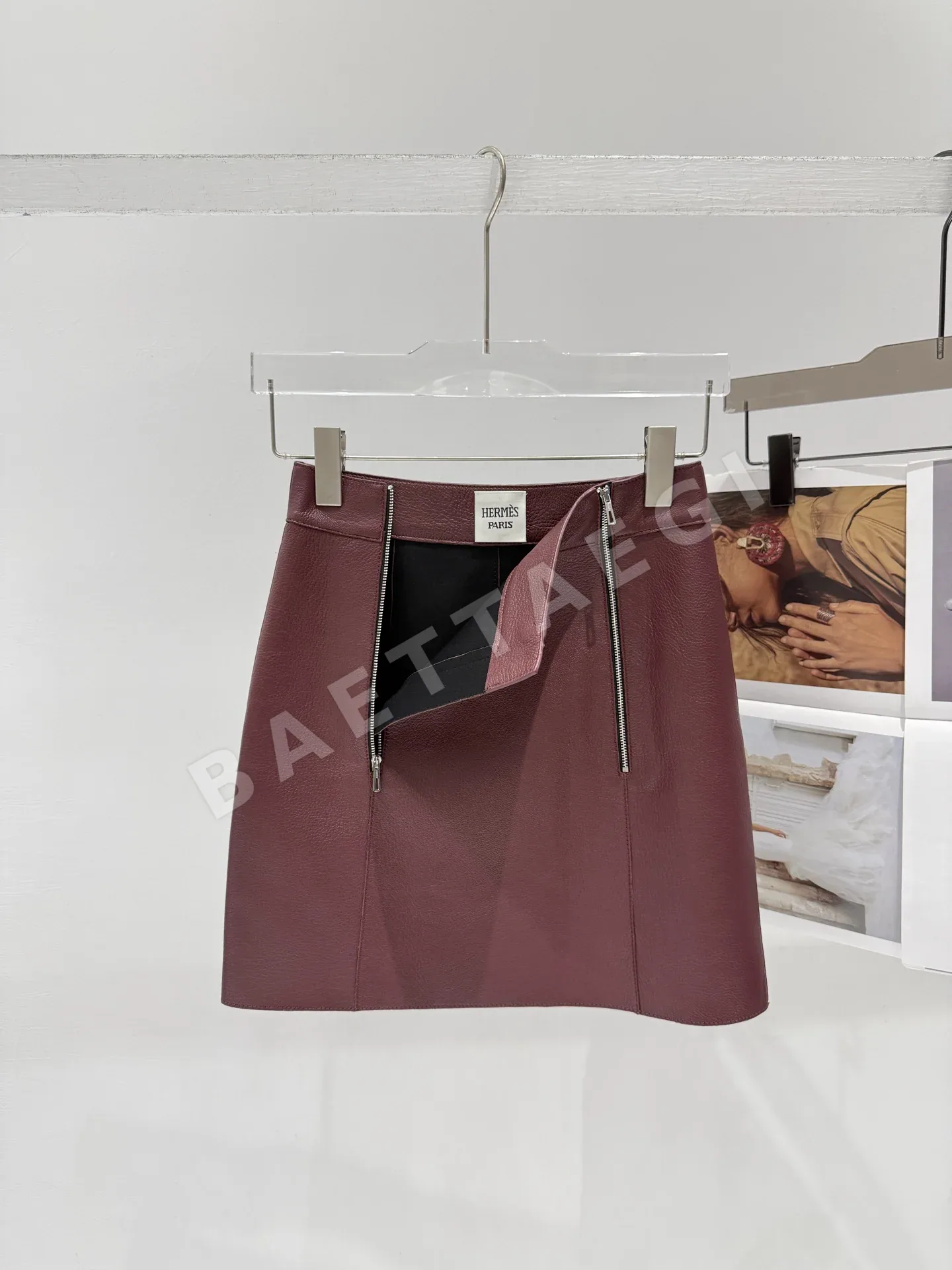 에르메스 리치 패턴 램스킨 가죽 스커트 상세 이미지 5