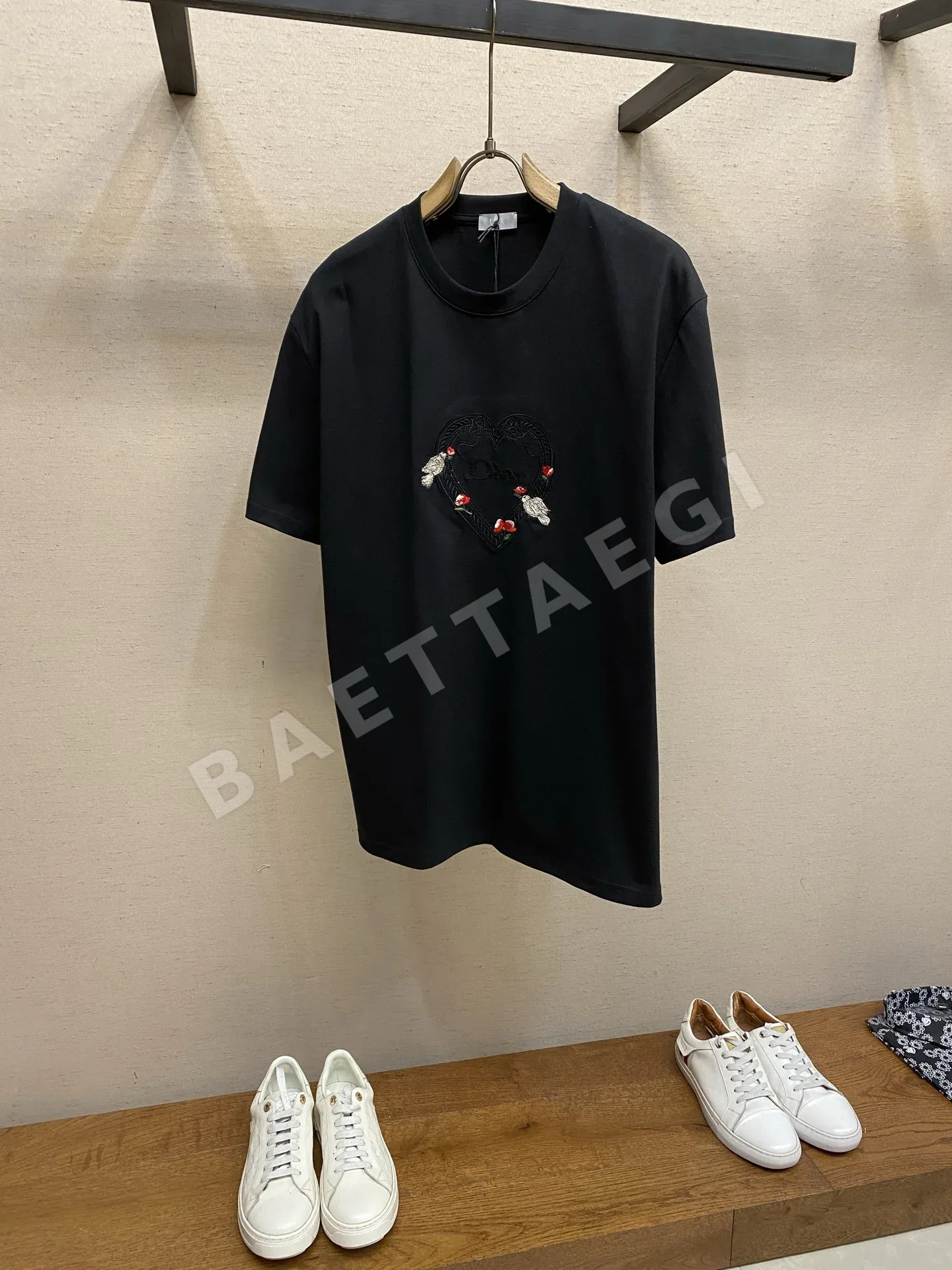 디올 로고 자수 코튼 반팔 티셔츠 남녀공용 1525