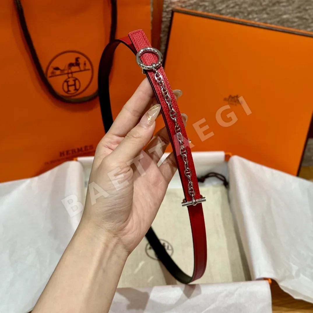 에르메스 팔라듐 도금 체인 잠금 가죽 벨트 상세 이미지 3
