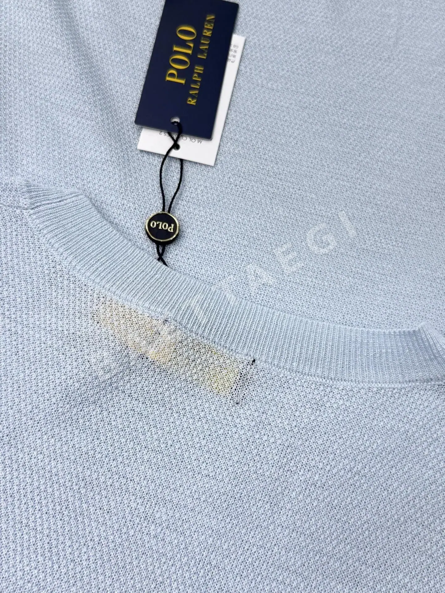 폴로 스몰 자수 크루넥 니트 반팔 티셔츠 상세 이미지 8