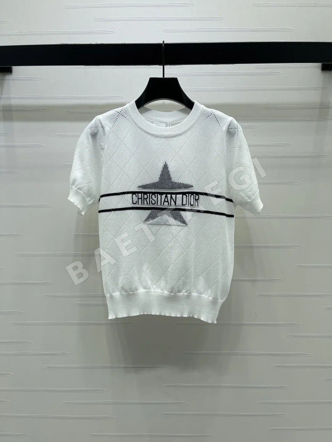 디올 컬러 블록 오각별 니트 반팔 셔츠 92541