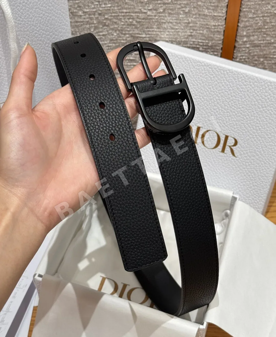 디올 CD 버클 블랙 소가죽 벨트 상세 이미지 4