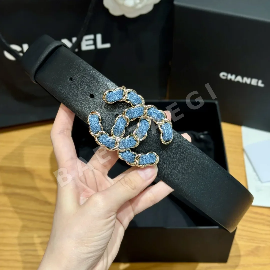 샤넬 더블 C 버클 카프스킨 가죽 벨트 상세 이미지 4