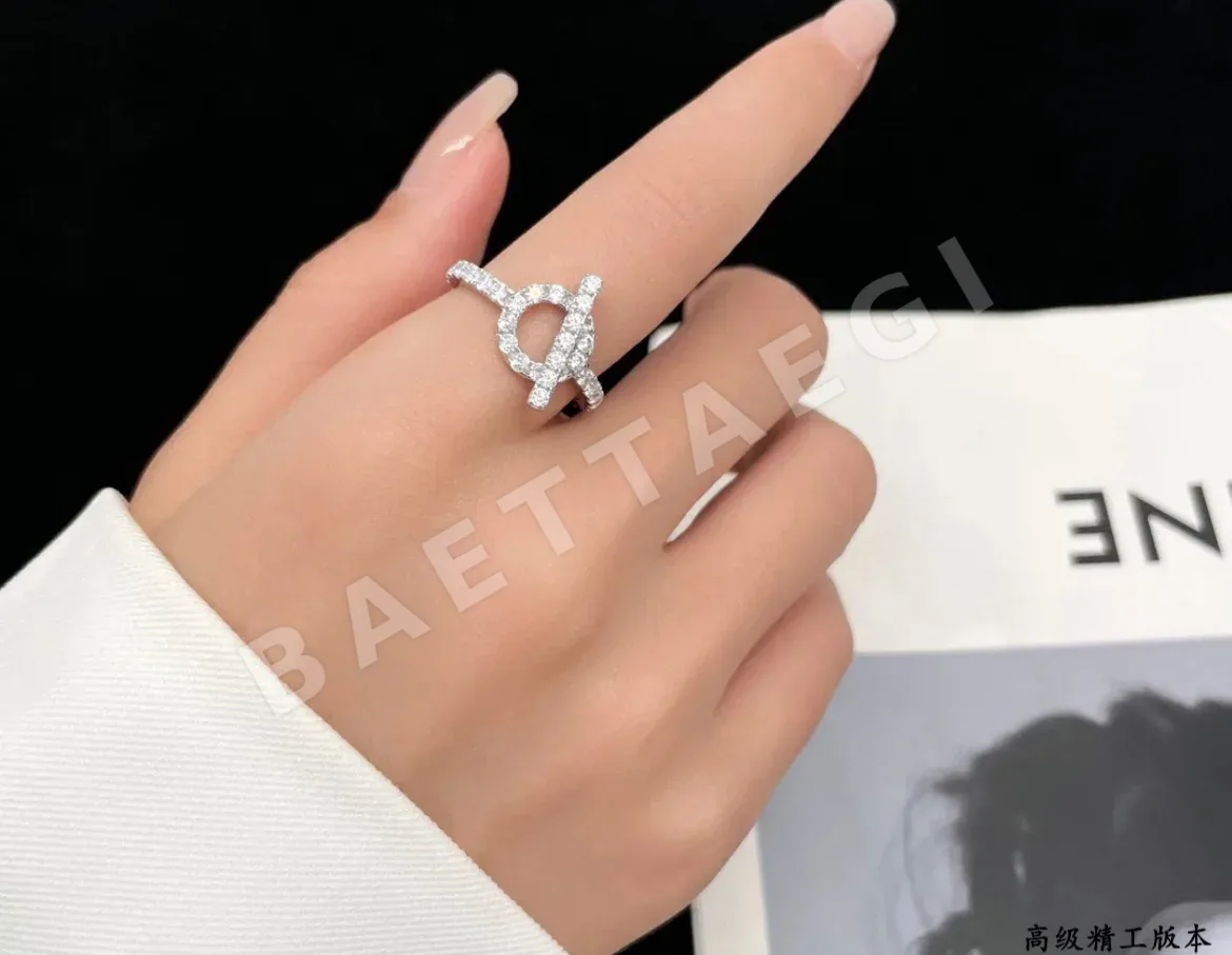 에르메스 OT 다이아몬드 스털링 실버 반지 70058