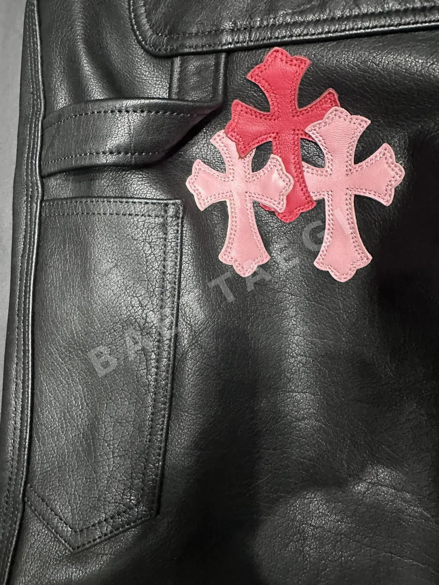 크롬하츠 멀티컬러 플레임 가죽 남성 바지 상세 이미지 13