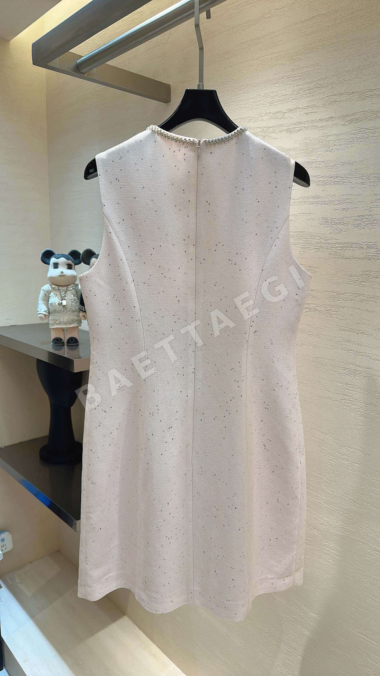 샤넬 핑크 별무늬 크리스탈 장식 원피스 상세 이미지 5
