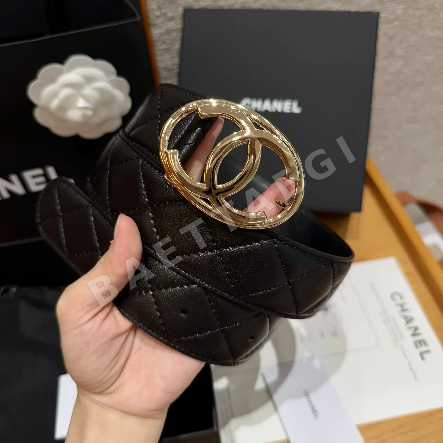 샤넬 라운드 다이아몬드 패턴 여성용 벨트 상세 이미지 2