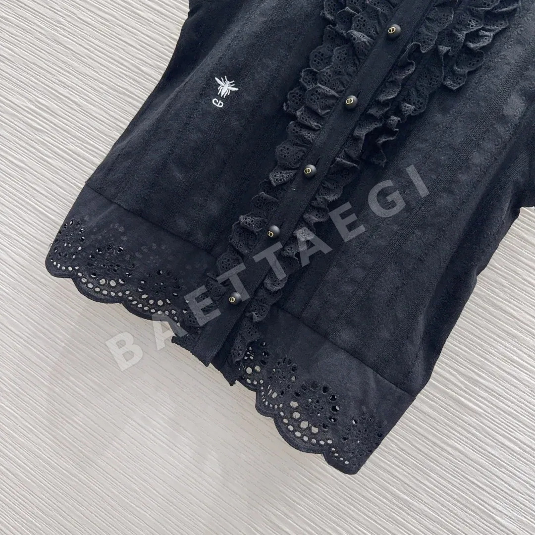 디올 수용성 플라워 패턴 여성 반팔 티셔츠 상세 이미지 5