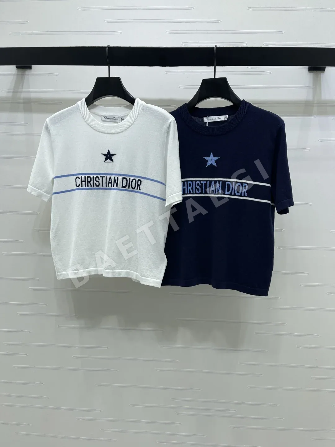 디올 카라 블록 오각별 니트 반팔 티셔츠 51792