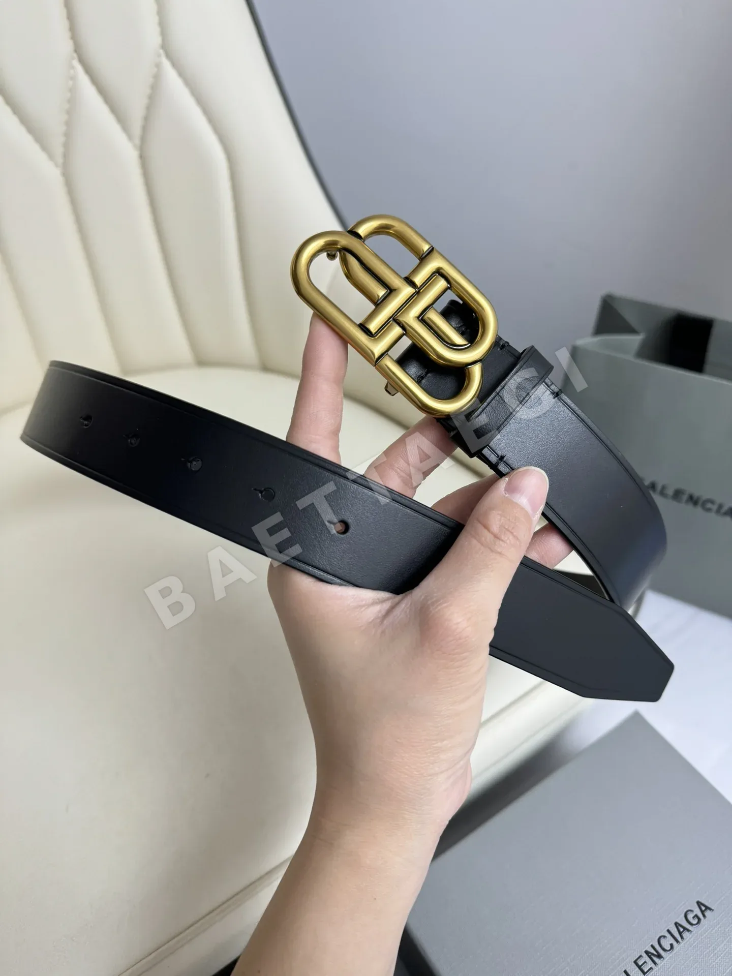 발렌시아가 송아지가죽 황동 장식 벨트 상세 이미지 4