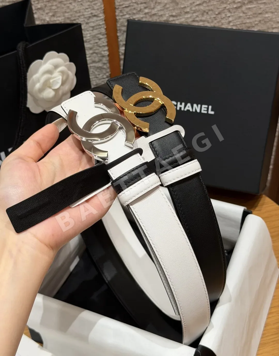 샤넬 더블 C 메탈 송아지가죽 벨트 상세 이미지 1