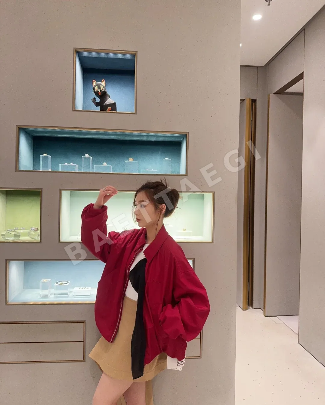 로에베 컬러 블록 테크 플리츠 포플린 셔츠 상세 이미지 2