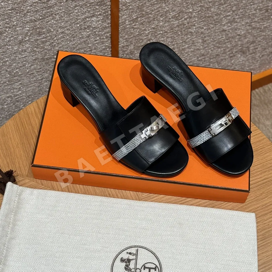 에르메스 지지50 샌들 블랙 가죽 리자드 스트랩 상세 이미지 9