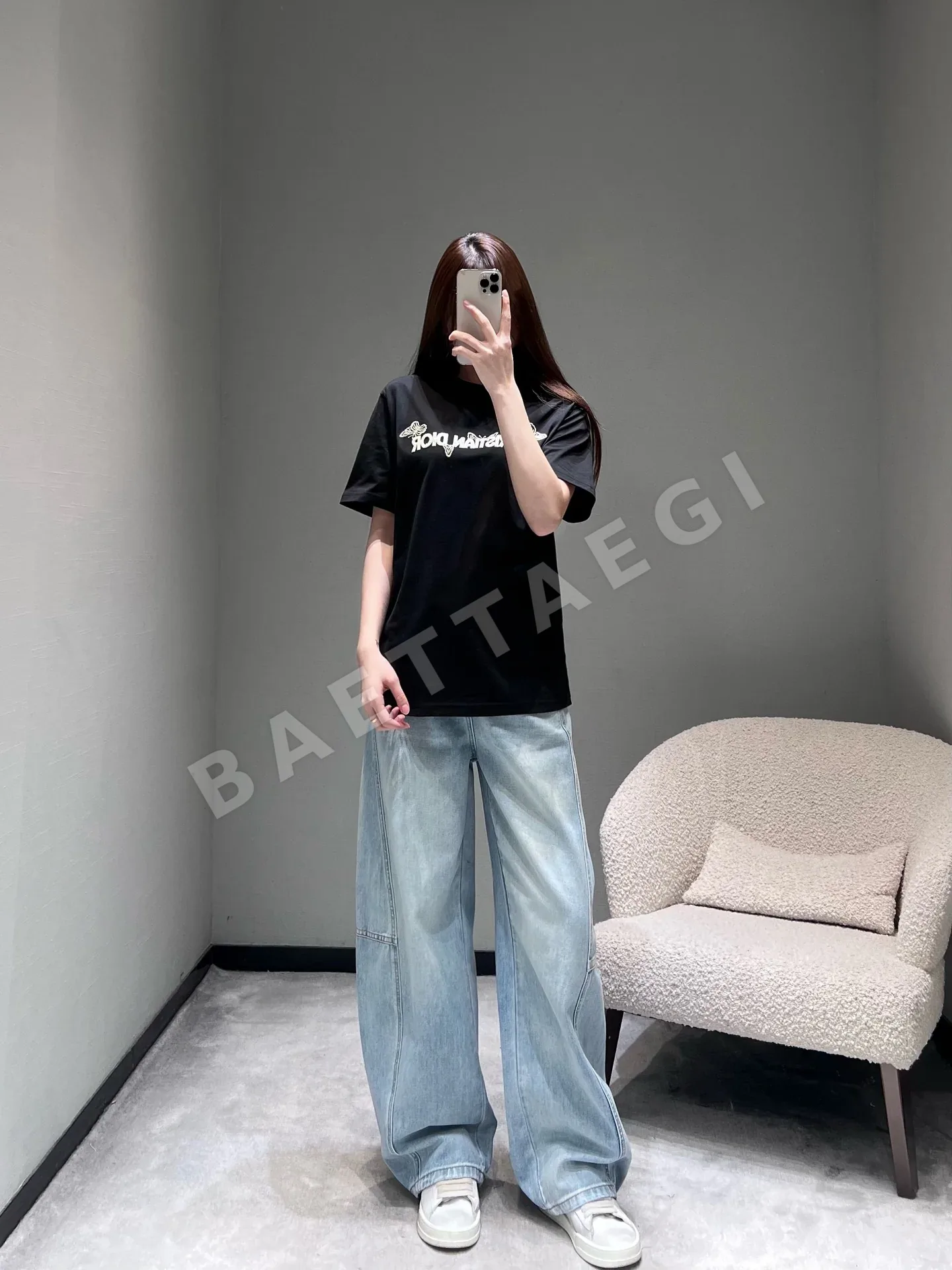 디올 나비 자수 반팔 티셔츠 상세 이미지 6