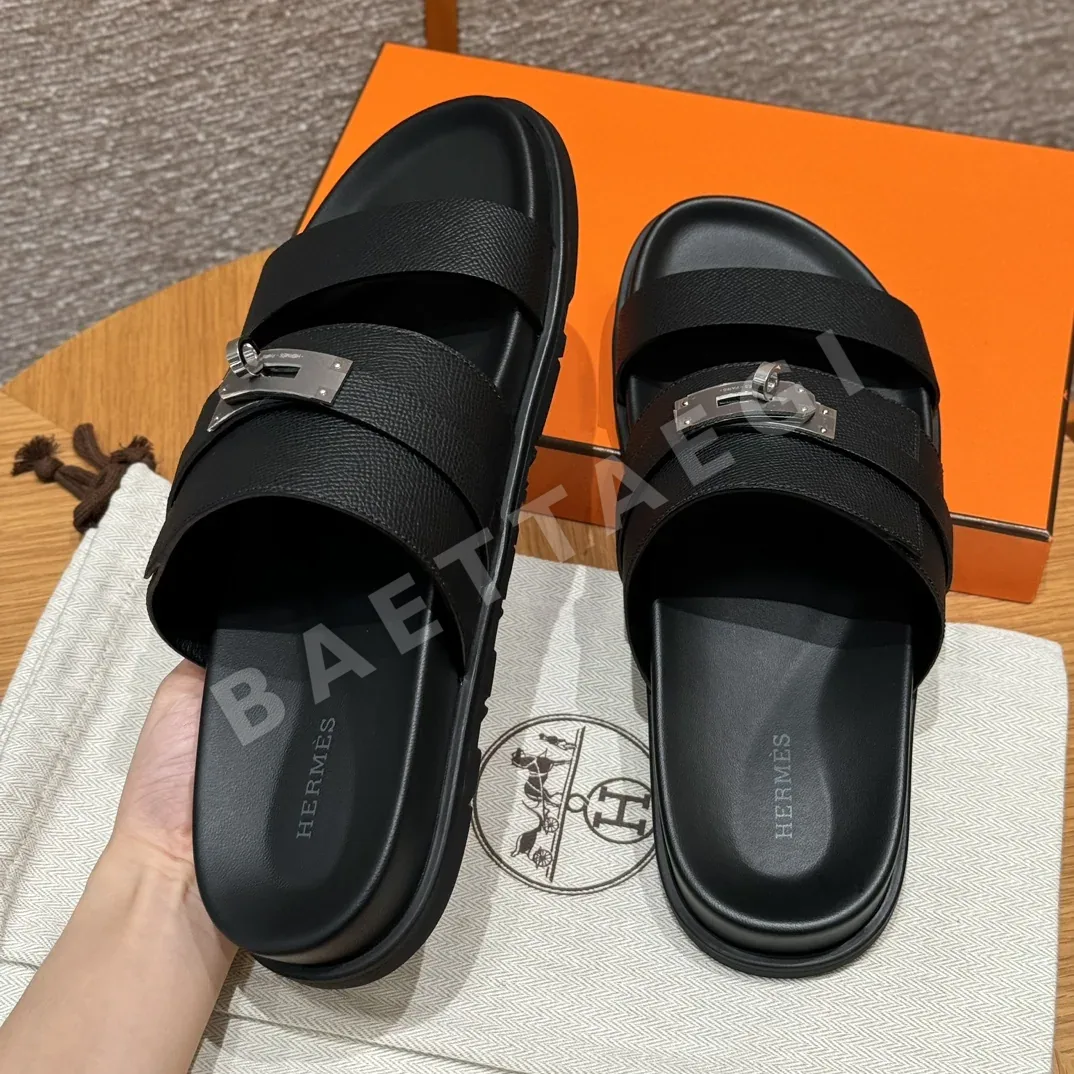 에르메스 잭슨 샌들 블랙 카프스킨 실버 버클 상세 이미지 5