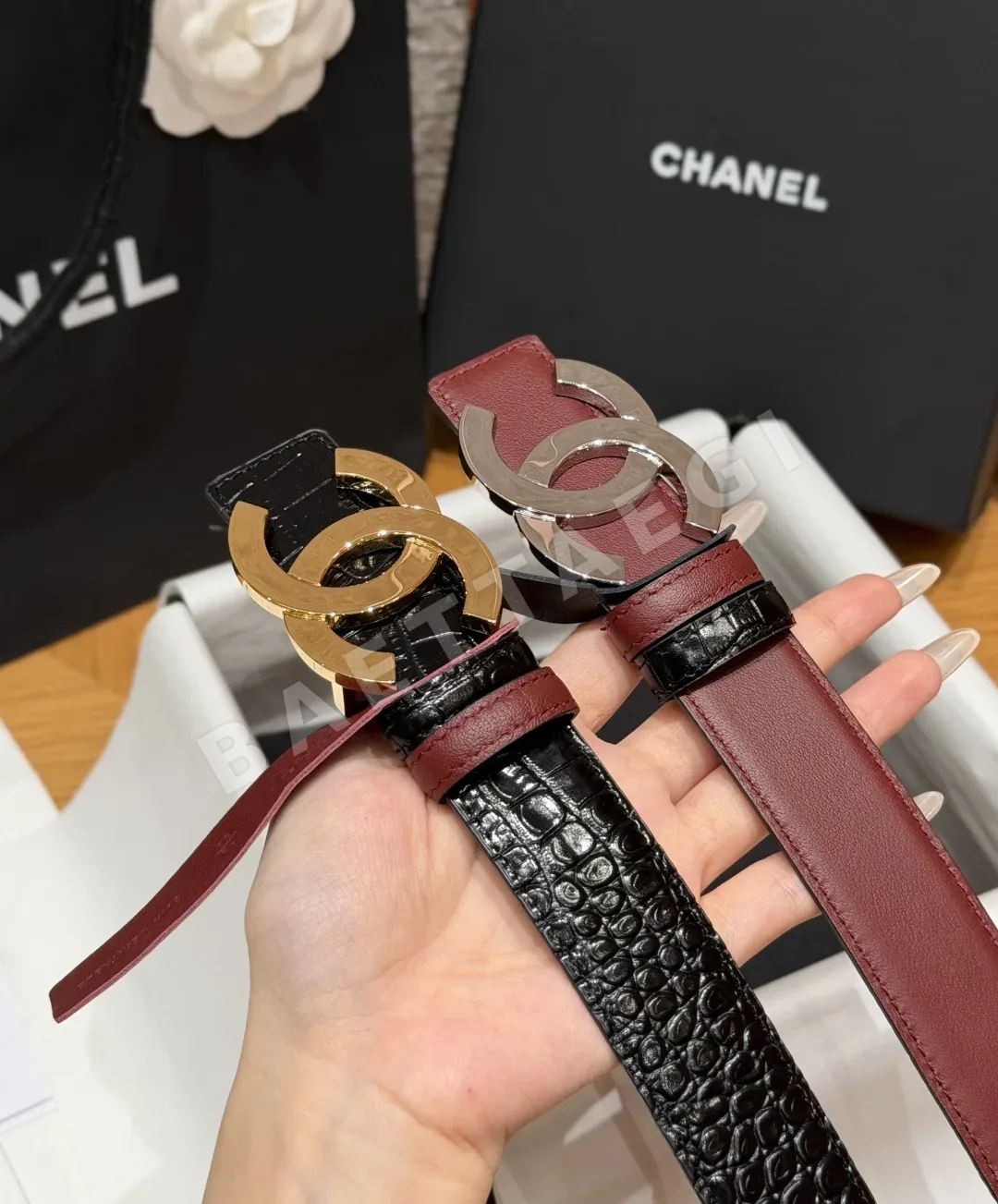 샤넬 크로커다일 패턴 카프스킨 벨트 상세 이미지 3