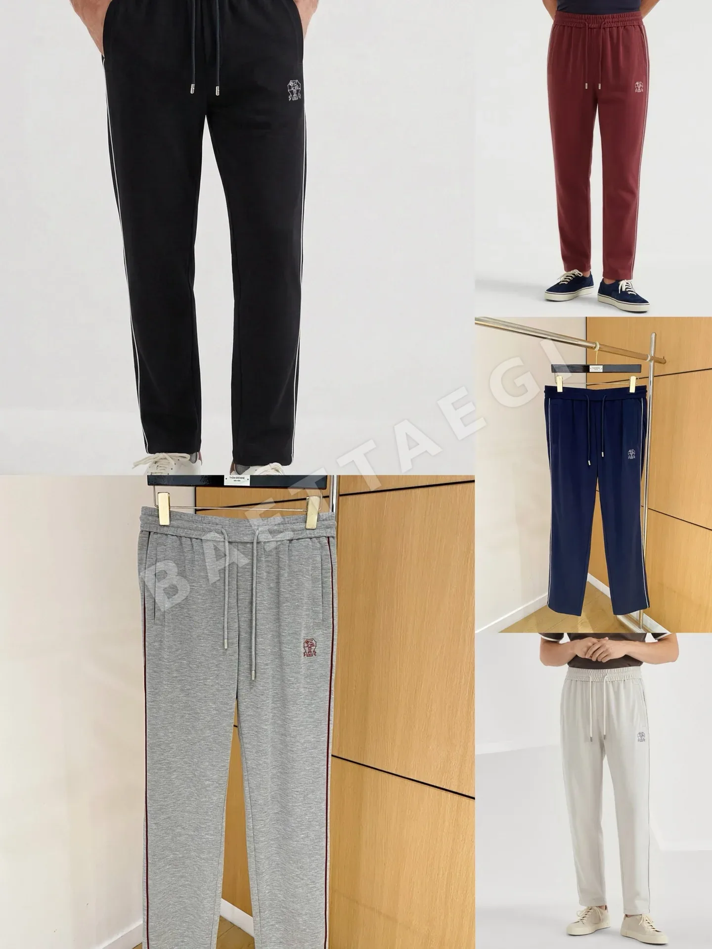 브루넬로쿠치넬리 에어리 라이스 그레인 체크 남성 바지 상세 이미지 9